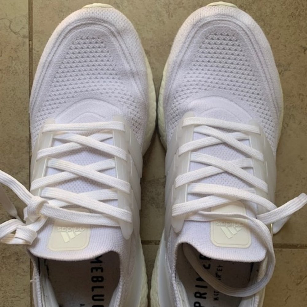 Adidas Ultraboost in white, size 9.5 WOMENS, great condition; great running shoe